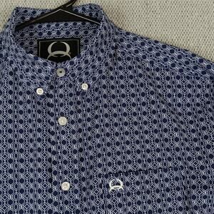 Cinch Black Label Shirt Boys XXL 16-18 Blue Geometric Western Cowboy Rodeo